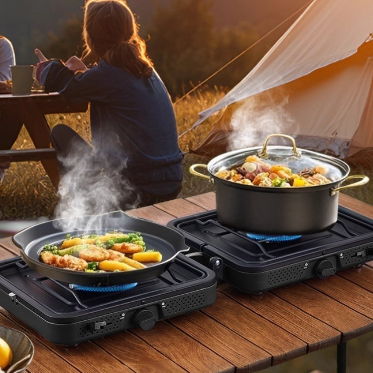 portable double burner gas stove