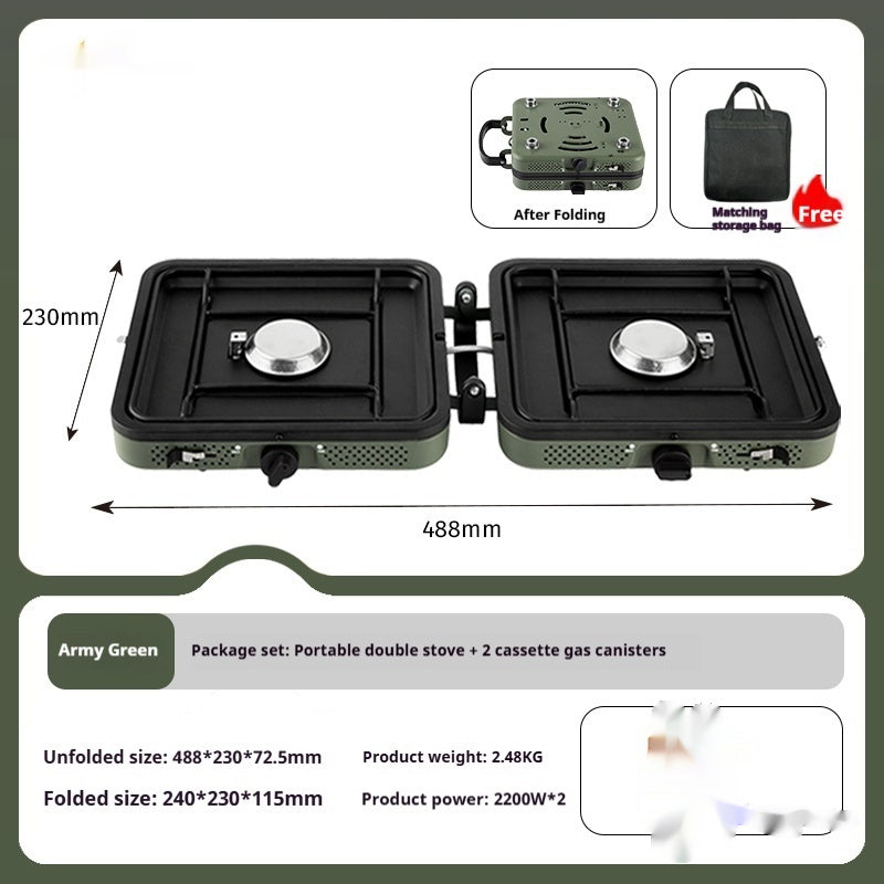 portable double burner gas stove