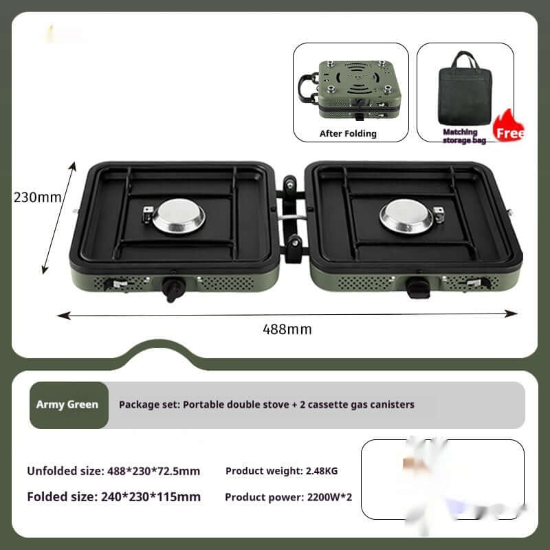 portable double burner gas stove